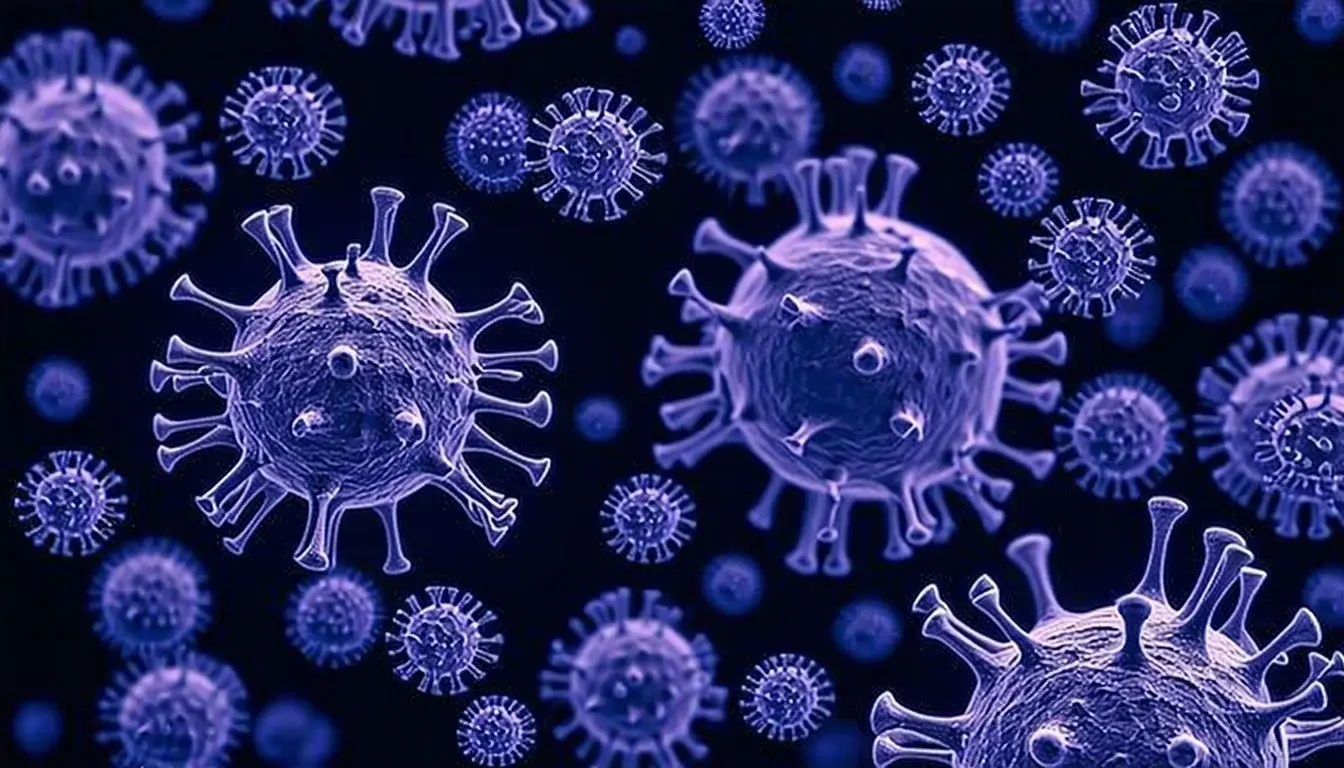 electron microscope view of human virus